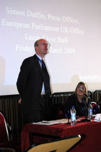 Simon Duffin, Press Officer of the UK Office of the European Parliament talking about "The European Parliament in perspective"